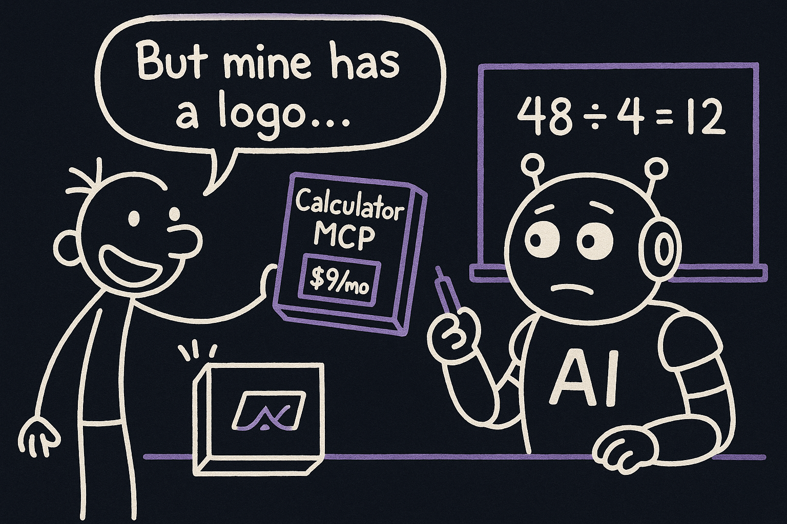 Developer trying to sell a calculator MCP while the LLM already does the math - but mine has a logo