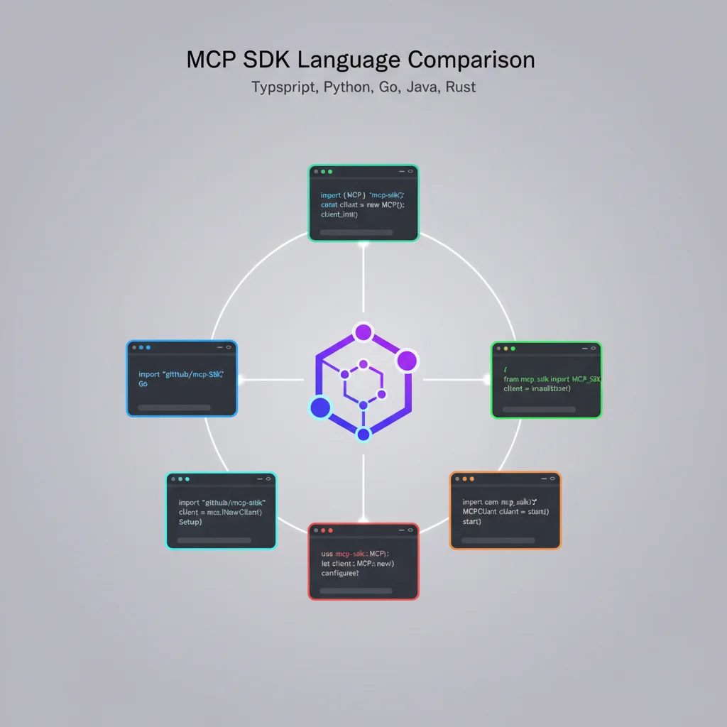 MCP SDK comparison chart showing TypeScript, Python, Go, Java, and Rust options