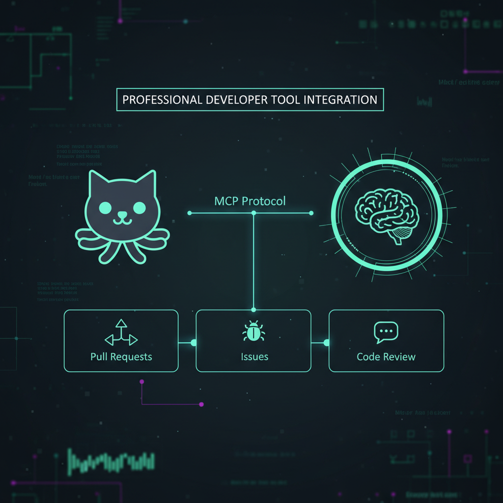 GitHub MCP server architecture showing AI assistant connecting to GitHub repositories